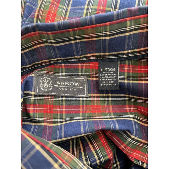 ARROW Red, Blue, Green Plaid Button Down Long Sleeve Shirt. Size XL - Picture 5 of 5